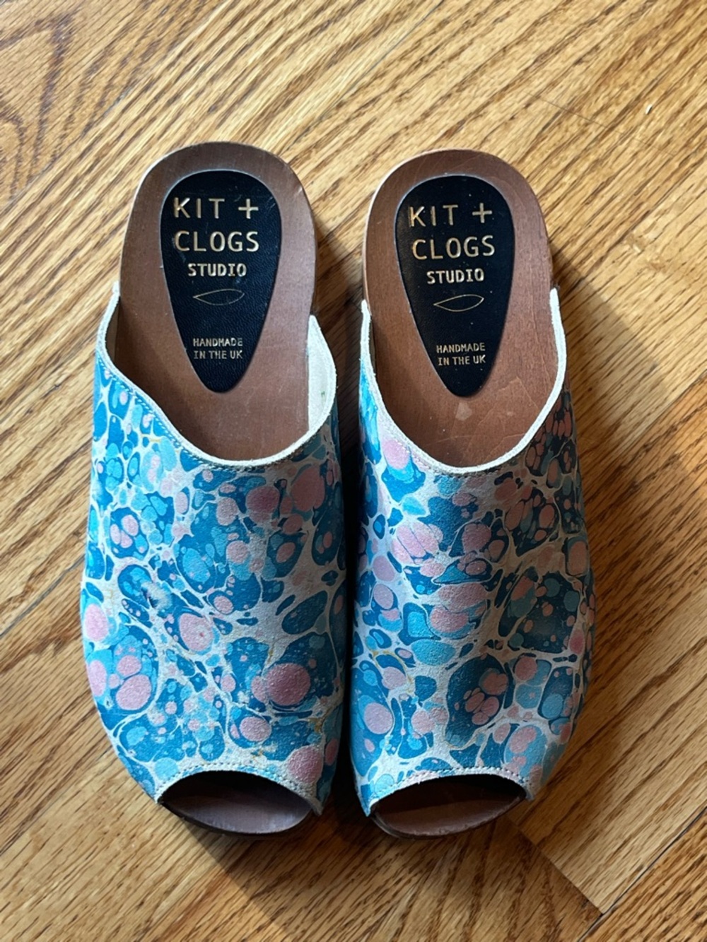 Kit + Clogs Studio Blue & Pink Marbled Clogs Size 7 UK